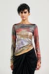 Buy_OTT_Multi Color Jersey Round Neck Ram Kumar Top _at_Aza_Fashions