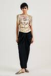 Buy_Ott_Gold Jersey Round Neck Art Series Jewel Tee _at_Aza_Fashions