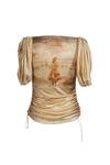 Ott_Gold Jersey Round Neck Art Series Jewel Tee _Online_at_Aza_Fashions