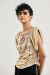 Buy_Ott_Gold Jersey Round Neck Art Series Jewel Tee _Online_at_Aza_Fashions