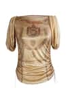 Shop_Ott_Gold Jersey Round Neck Art Series Jewel Tee _Online_at_Aza_Fashions