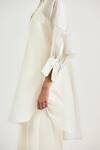 Shop_OTT_Ivory Silk Satin, Organza V-neck Crystal V Asymmetrical Tunic _Online_at_Aza_Fashions