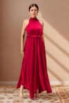Buy_Samyukta Singhania_Red Satin Maxi Dress _at_Aza_Fashions