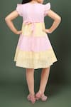 Shop_Samyukta Singhania_Pink And Yellow Tiered Dress For Girls _at_Aza_Fashions