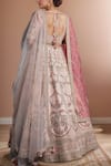 Shop_Samyukta Singhania_Peach Silk, Organza Beads, Sequins, Embroidery Lehenga Set _at_Aza_Fashions