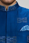 BUBBER COUTURE_Cobalt Blue Chaniya Silk Bundi _Online_at_Aza_Fashions