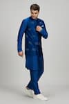 Shop_BUBBER COUTURE_Cobalt Blue Chaniya Silk Bundi _Online_at_Aza_Fashions