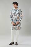 Buy_Arihant Rai Sinha_Multi Color Floral Print Semi Indo Sherwani Set _at_Aza_Fashions