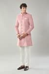 Buy_Arihant Rai Sinha_Pink Swad Velvet Semi Indo Sherwani Set _at_Aza_Fashions