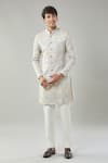 Buy_Arihant Rai Sinha_Gold And Grey Woven Jacquard Sherwani Set _at_Aza_Fashions