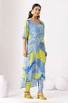 Thee Modern Roots_Mystical Ocean Blue Kurta Set _Online_at_Aza_Fashions