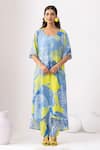Buy_Thee Modern Roots_Mystical Ocean Blue Kurta Set _at_Aza_Fashions