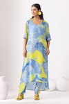 Buy_Thee Modern Roots_Mystical Ocean Blue Kurta Set _Online_at_Aza_Fashions