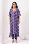 Shop_Thee Modern Roots_Autumn Ink Blue Kurta Set _Online_at_Aza_Fashions
