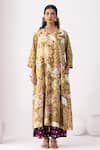 Thee Modern Roots_Beige Desert Palm Printed Kurta Set _Online_at_Aza_Fashions