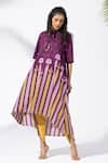 Shop_Thee Modern Roots_Purple Chevron Plum Tunic Set _Online_at_Aza_Fashions