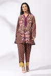 Buy_Thee Modern Roots_Purple Plum Floral Printed Kurta Set _at_Aza_Fashions