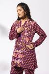 Shop_Thee Modern Roots_Purple Plum Floral Printed Kurta Set _Online_at_Aza_Fashions