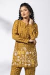 Thee Modern Roots_Yellow Earthy Bloom Kurta Set _at_Aza_Fashions