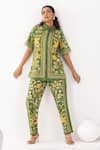 Shop_Thee Modern Roots_Floral Motif Forest Green Co-ord Set _Online_at_Aza_Fashions