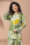 Thee Modern Roots_Green Olive Garden Co-ord Set _at_Aza_Fashions