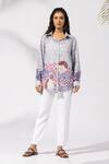 Thee Modern Roots_Lavender Cotton Collared Floral Cluster Shirt _Online_at_Aza_Fashions