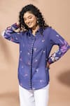 Buy_Thee Modern Roots_Blooming Ink Blue Shirt _at_Aza_Fashions
