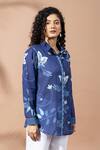 Buy_Thee Modern Roots_Navy Ink Blue Floral Print Shirt _Online_at_Aza_Fashions