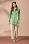 Buy_Thee Modern Roots_Chevron Print Forest Green Shirt _Online_at_Aza_Fashions