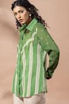 Shop_Thee Modern Roots_Chevron Print Forest Green Shirt _Online_at_Aza_Fashions