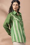 Thee Modern Roots_Chevron Print Forest Green Shirt _at_Aza_Fashions