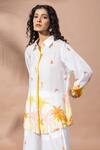 Buy_Thee Modern Roots_Ivory Bamboo Collared Floral Motif Shirt _at_Aza_Fashions