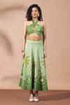 Buy_Thee Modern Roots_Green Olive Lusture Palms Skirt Set _at_Aza_Fashions