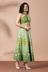 Shop_Thee Modern Roots_Green Olive Lusture Palms Skirt Set _Online_at_Aza_Fashions