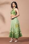 Thee Modern Roots_Green Olive Lusture Palms Skirt Set _at_Aza_Fashions