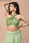 Buy_Thee Modern Roots_Green Olive Lusture Palms Skirt Set 