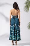 Shop_Thee Modern Roots_Teal Blue Abstract Print Skirt Set _at_Aza_Fashions