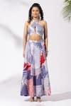 Buy_Thee Modern Roots_Lavender Abstract Print Skirt Set _Online_at_Aza_Fashions