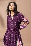 Thee Modern Roots_Purple Plum Palm Print Shirt Dress _Online_at_Aza_Fashions