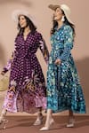 Shop_Thee Modern Roots_Purple Plum Palm Print Shirt Dress _Online_at_Aza_Fashions