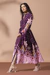 Thee Modern Roots_Purple Plum Palm Print Shirt Dress _at_Aza_Fashions