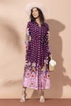 Buy_Thee Modern Roots_Purple Plum Palm Print Shirt Dress _at_Aza_Fashions