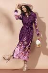 Buy_Thee Modern Roots_Purple Plum Palm Print Shirt Dress 