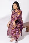 Shop_Thee Modern Roots_Purple Floral Print Plum Shirt Dress _Online_at_Aza_Fashions