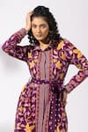 Thee Modern Roots_Purple Floral Print Plum Shirt Dress _at_Aza_Fashions
