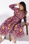 Buy_Thee Modern Roots_Purple Floral Print Plum Shirt Dress 
