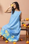 Thee Modern Roots_Berry Blue Flared Midi Dress _Online_at_Aza_Fashions