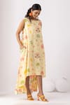 Buy_Thee Modern Roots_Yellow Butter Bloom Flared Midi Dress _Online_at_Aza_Fashions