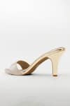 Buy_Signature Sole_Gold Champagne Shimmer Stiletto Mules _Online_at_Aza_Fashions