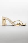 Buy_Signature Sole_Gold Criss-cross Heels _at_Aza_Fashions